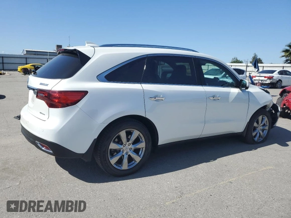 2014 Acura MDX Advance with VIN 5FRYD4H88EB026703, listed as a Copart auction lot 56964525 with 75,734 mi miles and Salvage title. Bid and sale history available at DreamBid. Image 3.