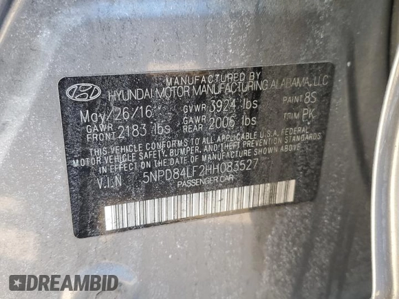 2017 Hyundai Elantra SE with VIN 5NPD84LF2HH083527, listed as a Copart auction lot 42385265 with Not Provided miles and Salvage Title. Bid and sale history available at DreamBid. Image 13.