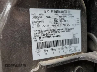 2007 Ford F-250 XL with VIN 1FTSW21567EA04547, listed as a Copart auction lot 70557524 with 123,408 mi miles and Salvage title. Bid and sale history available at DreamBid. Image 12.