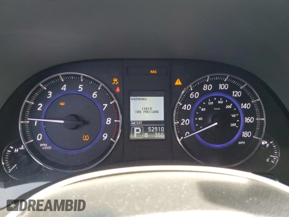 2013 Infiniti FX with VIN JN8BS1MW4DM100158, listed as a Copart auction lot 52123965 with 52,910 mi miles and Salvage Title. Bid and sale history available at DreamBid. Image 9.