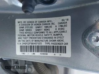 2018 Honda Civic LX with VIN 2HGFC2F58JH571072, listed as a IAAI auction lot 41684450 with 66,032 mi miles and . Bid and sale history available at carsss.com. Image 9.