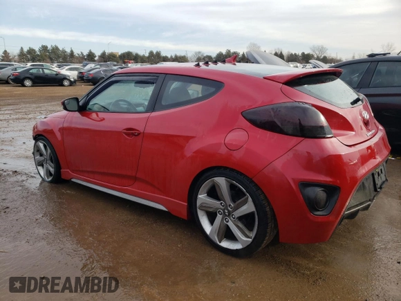 2014 Hyundai Veloster Turbo with VIN KMHTC6AE0EU201149, listed as a Copart auction lot 42345705 with 94,610 mi miles and Salvage Title. Bid and sale history available at carsss.com. Image 2.