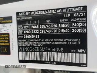 2021 Mercedes-Benz GLC with VIN W1N0G6EB5MF954098, listed as a Copart auction lot 73542812 with 13,098 mi miles. Bid and sale history available at carsss.com. Image 13.