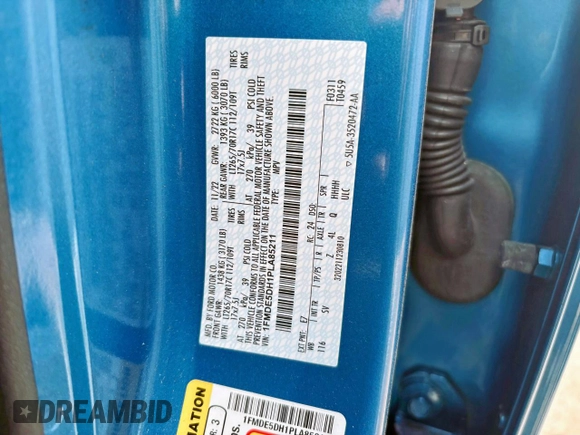 2023 Ford Bronco z VIN 1FMDE5DH1PLA85211, wystawiony jako Copart lot #61242455 z przebiegiem 33 535 mil mil oraz Szkoda całkowita • Salvage title. Historia ofert i sprzedaży dostępna na DreamBid. Obrazek 10.
