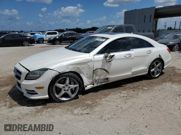2014 Mercedes-Benz CLS-Class CLS 550 with VIN WDDLJ7DB9EA120692, listed as a Copart auction lot 53541555 with 145,699 mi miles and Salvage Title. Bid and sale history available at carsss.com. Image 1.