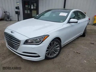 2015 Hyundai Genesis 3.8L with VIN KMHGN4JEXFU037569, listed as a IAAI auction lot 41957191 with 45,242 mi miles. Bid and sale history available at carsss.com. Image 2.