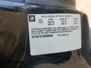 2004 Chevrolet Monte Carlo SS Supercharged z VIN 2G1WZ151X49208494, wystawiony jako Copart lot #60281615 z przebiegiem 223 825 mil mil oraz Szkoda całkowita • Salvage title. Historia ofert i sprzedaży dostępna na DreamBid. Obrazek 12.