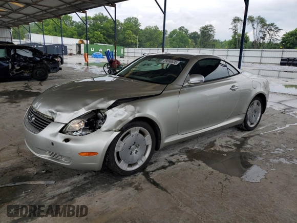 2002 Lexus SC 430 with VIN JTHFN48Y220017266, listed as a Copart auction lot 59598535 with 159,857 mi miles and Salvage title. Bid and sale history available at DreamBid. Image 1.