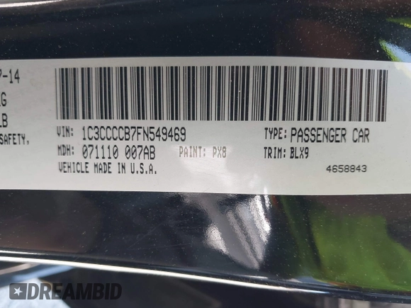 2015 Chrysler 200 C with VIN 1C3CCCCB7FN549469, listed as a IAAI auction lot 42077364 with 99,721 mi miles. Bid and sale history available at carsss.com. Image 9.