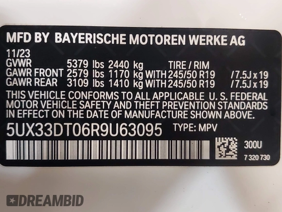 2024 BMW X4 xDrive30i z VIN 5UX33DT06R9U63095, wystawiony jako IAAI lot #40352257 z przebiegiem 19 349 mil mil oraz . Historia ofert i sprzedaży dostępna na DreamBid. Obrazek 9.
