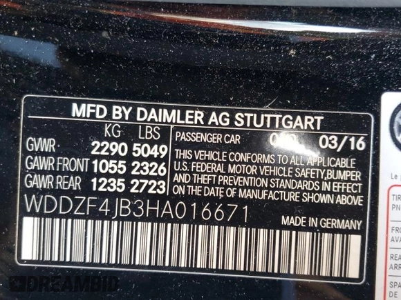 2017 Mercedes-Benz E 300 Luxury with VIN WDDZF4JB3HA016671, listed as a Copart auction lot 56997645 with 50,847 mi miles and Salvage title. Bid and sale history available at DreamBid. Image 12.
