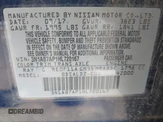 2017 Nissan Sentra SV with VIN 3N1AB7AP1HL720167, listed as a IAAI auction lot 42016523 with 72,896 mi miles and . Bid and sale history available at DreamBid. Image 9.