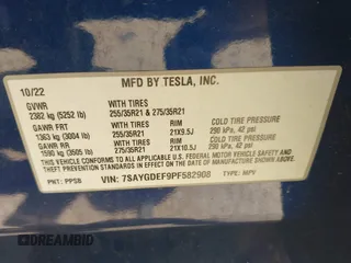 2023 Tesla Model Y Performance with VIN 7SAYGDEF9PF582908, listed as a IAAI auction lot 41930957 with 52,857 mi miles and . Bid and sale history available at DreamBid. Image 9.