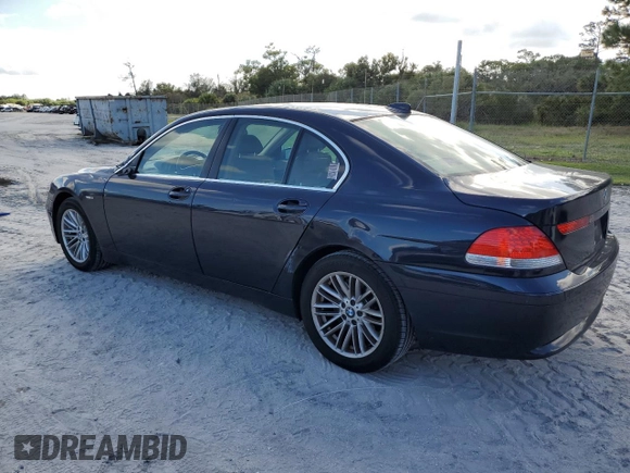 2005 BMW 7 Series 745i with VIN WBAGL63545DP75494, listed as a Copart auction lot 72359904 with 143,878 mi miles and Salvage title. Bid and sale history available at DreamBid. Image 2.