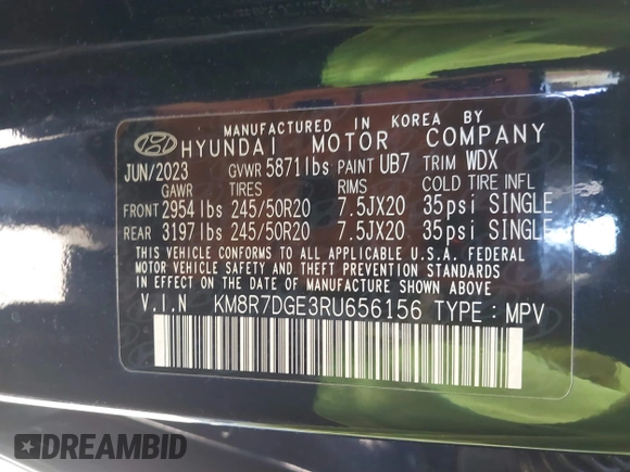 2024 Hyundai Palisade Calligraphy z VIN KM8R7DGE3RU656156, wystawiony jako IAAI lot #41630992 z przebiegiem 26 506 mil mil oraz . Historia ofert i sprzedaży dostępna na DreamBid. Obrazek 9.