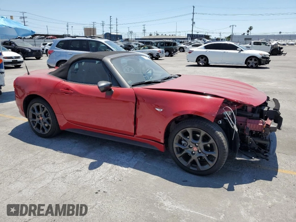 2017 FIAT 124 Spider Lusso with VIN JC1NFAEKXH0125617, listed as a Copart auction lot 58742395 with 18,930 mi miles and Salvage title. Bid and sale history available at DreamBid. Image 4.