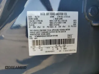 2025 Ford Explorer ST with VIN 1FMWK8GC5SGA19149, listed as a Copart auction lot 46465805 with 2,503 mi miles and Salvage Title. Bid and sale history available at carsss.com. Image 14.