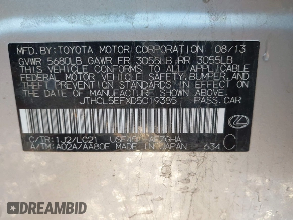2013 Lexus LS 460 z VIN JTHCL5EFXD5019385, wystawiony jako IAAI lot #40930564 z przebiegiem 179 454 mil mil oraz . Historia ofert i sprzedaży dostępna na DreamBid. Obrazek 9.