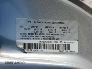 1999 Mazda MX-5 Miata z VIN JM1NB3538X0112611, wystawiony jako Copart lot #54732095 z przebiegiem 173 763 mil mil oraz Szkoda całkowita • Salvage title. Historia ofert i sprzedaży dostępna na DreamBid. Obrazek 12.