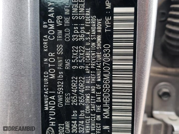 2021 Genesis GV80 with VIN KMUHBDSB6MU070830, listed as a Copart auction lot 49637774 with 51,820 mi miles and Salvage Title. Bid and sale history available at carsss.com. Image 12.