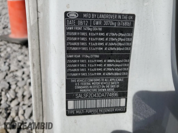 2013 Land Rover Range Rover Sport HSE z VIN SALSF2D43DA774896, wystawiony jako Copart lot #54143345 z przebiegiem 172 514 mil mil oraz Szkoda całkowita • Salvage title. Historia ofert i sprzedaży dostępna na DreamBid. Obrazek 14.