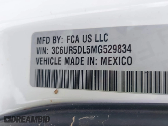 2021 Ram 2500 Big Horn with VIN 3C6UR5DL5MG529834, listed as a IAAI auction lot 41627853 with 73,429 mi miles. Bid and sale history available at carsss.com. Image 9.