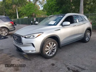 2021 Infiniti QX50 Luxe with VIN 3PCAJ5BA7MF105890, listed as a IAAI auction lot 42346569 with 26,784 mi miles and . Bid and sale history available at DreamBid. Image 2.