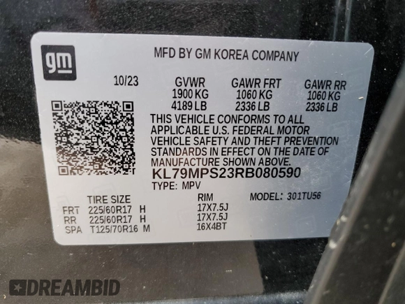 2024 Chevrolet TrailBlazer LT with VIN KL79MPS23RB080590, listed as a Copart auction lot 47540195 with Not Provided miles and Non Repairable. Bid and sale history available at DreamBid. Image 13.