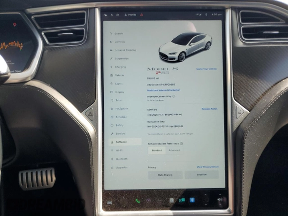 2013 Tesla Model S Performance z VIN 5YJSA1DP1DFP20689, wystawiony jako Copart lot #56869305 z przebiegiem Nie podano mil oraz Szkoda całkowita • Salvage title. Historia ofert i sprzedaży dostępna na DreamBid. Obrazek 9.
