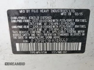 2015 Subaru Crosstrek Premium с VIN JF2GPAFC9FH248552, выставлен на аукционе Copart как лот 59316005 с пробегом Не указан миль и Списание • Salvage title. История ставок и продаж доступна на DreamBid. Изображение 13.
