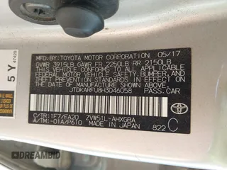 2017 Toyota Prius Two z VIN JTDKARFU8H3046058, wystawiony jako IAAI lot #42169692 z przebiegiem 79 226 mil mil oraz . Historia ofert i sprzedaży dostępna na DreamBid. Obrazek 9.