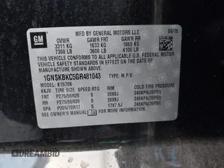 2016 Chevrolet Tahoe LT with VIN 1GNSKBKC5GR481043, listed as a IAAI auction lot 41968681 with 156,172 mi miles and . Bid and sale history available at DreamBid. Image 9.