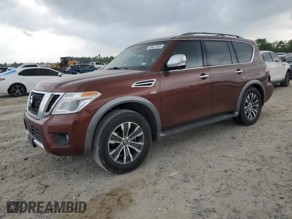 2017 Nissan Armada SL with VIN JN8AY2NDXH9008199, listed as a Copart auction lot 50427455 with 170,542 mi miles and Salvage Title. Bid and sale history available at carsss.com. Image 1.
