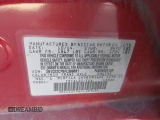 2015 Nissan Note SV with VIN 3N1CE2CP6FL389681, listed as a IAAI auction lot 41995611 with 194,158 mi miles and . Bid and sale history available at DreamBid. Image 9.