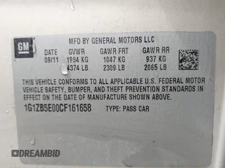 2012 Chevrolet Malibu 1LS with VIN 1G1ZB5E00CF161658, listed as a IAAI auction lot 42027845 with 249,422 mi miles and . Bid and sale history available at DreamBid. Image 9.