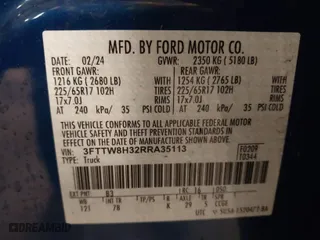 2024 Ford Maverick XLT with VIN 3FTTW8H32RRA35113, listed as a IAAI auction lot 41908776 with 13,354 mi miles. Bid and sale history available at carsss.com. Image 17.
