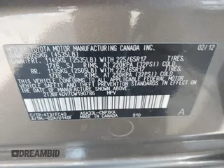2012 Toyota RAV4 with VIN 2T3BF4DV7CW190786, listed as a IAAI auction lot 42095622 with 1 mi miles. Bid and sale history available at carsss.com. Image 9.