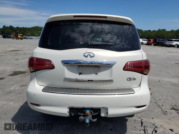 2012 Infiniti QX56 7-passenger with VIN JN8AZ2NF3C9518742, listed as a Copart auction lot 56838314 with 102,622 mi miles and Salvage Title. Bid and sale history available at carsss.com. Image 6.