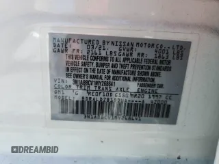 2021 Nissan Sentra SV with VIN 3N1AB8CV1MY268641, listed as a Copart auction lot 59091285 with 262,679 mi miles and Salvage title. Bid and sale history available at DreamBid. Image 12.