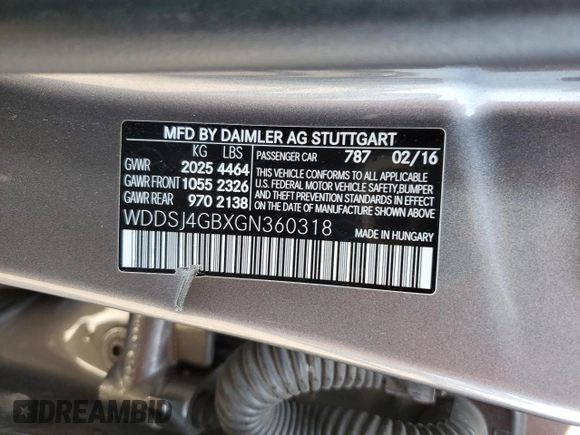 2016 Mercedes-Benz CLA 250 with VIN WDDSJ4GBXGN360318, listed as a Copart auction lot 54303643 with 65,857 mi miles and . Bid and sale history available at DreamBid. Image 14.