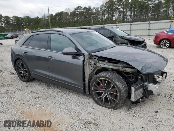 2020 Audi Q8 Premium Plus with VIN WA1EVAF19LD016508, listed as a Copart auction lot 44866694 with 49,835 mi miles and Salvage title. Bid and sale history available at DreamBid. Image 4.