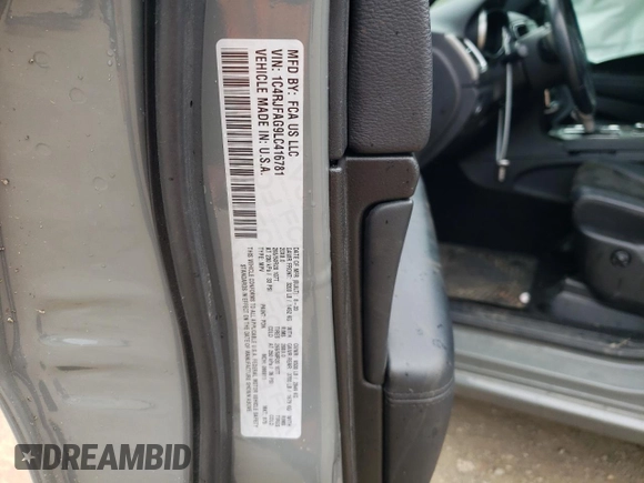 2020 Jeep Grand Cherokee Altitude with VIN 1C4RJFAG9LC416781, listed as a Copart auction lot 57808955 with 87,560 mi miles and Salvage title. Bid and sale history available at DreamBid. Image 13.