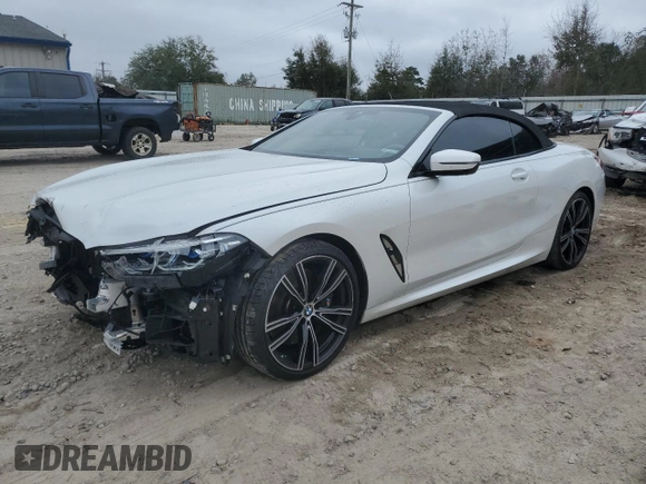 2022 BMW 8 Series 840i with VIN WBADZ2C0XNCJ65880, listed as a Copart auction lot 44778025 with 34,221 mi miles and Salvage Title. Bid and sale history available at carsss.com. Image 1.