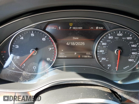 2015 Audi A6 Premium Plus with VIN WAUGFAFC2FN020408, listed as a Copart auction lot 53691615 with 119,878 mi miles and Salvage title. Bid and sale history available at DreamBid. Image 9.