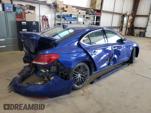 2019 Genesis G70 2.0T Advanced with VIN KMTG64LA8KU010880, listed as a Copart auction lot 44308682 with 48,467 mi miles and Salvage Title. Bid and sale history available at carsss.com. Image 4.