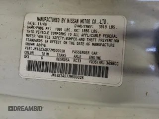 2007 Nissan 350Z with VIN JN1BZ34D77M500028, listed as a Copart auction lot 62935404 with 180,593 mi miles and Salvage Title. Bid and sale history available at DreamBid. Image 12.