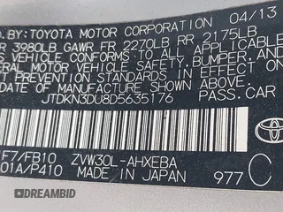 2013 Toyota Prius One with VIN JTDKN3DU8D5635176, listed as a IAAI auction lot 40110997 with 145,199 mi miles. Bid and sale history available at carsss.com. Image 9.