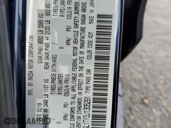 2018 Mazda 6 Grand Touring with VIN JM1GL1TY3J1305291, listed as a Copart auction lot 49159765 with 145,965 mi miles and Salvage Title. Bid and sale history available at DreamBid. Image 12.
