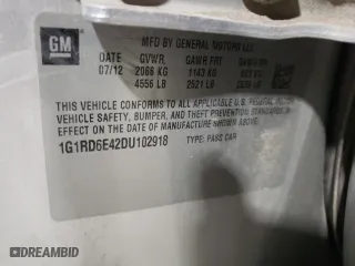 2013 Chevrolet Volt with VIN 1G1RD6E42DU102918, listed as a Copart auction lot 53123955 with 257,616 mi miles and Clean Title. Bid and sale history available at carsss.com. Image 12.