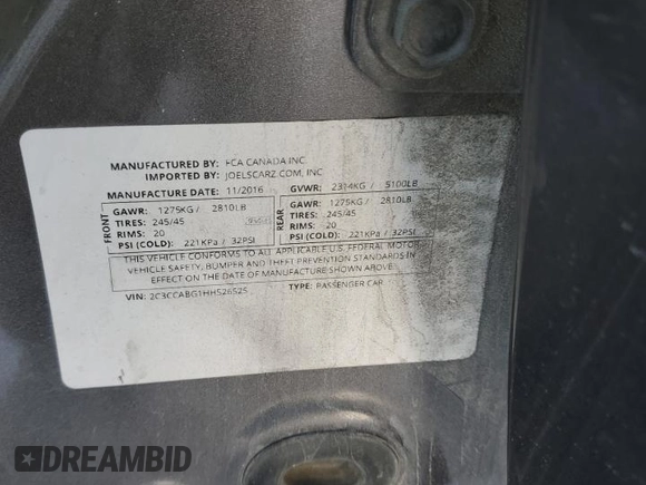 2017 Chrysler 300 S with VIN 2C3CCABG1HH526525, listed as a Copart auction lot 83605654 with 185,108 mi miles and Salvage Title. Bid and sale history available at DreamBid. Image 15.